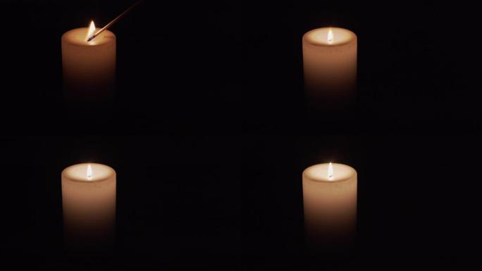 在弱光下点燃的蜡烛的镜头，过了一会儿就熄灭了-prores log