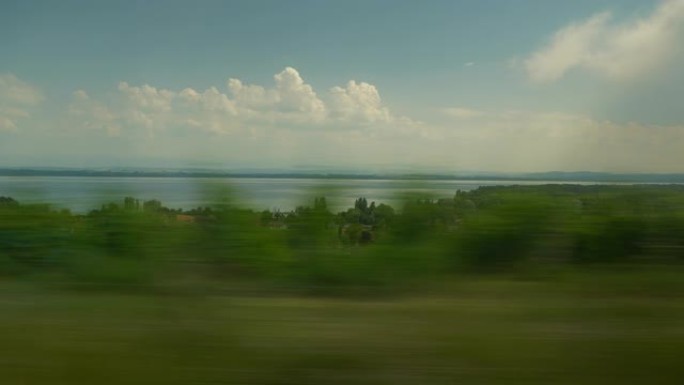 日内瓦湖滨火车旅行乘客侧窗全景4k瑞士