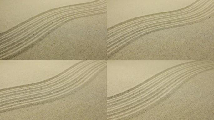 沙质背景，波浪平滑。滑块镜头。美丽的效果，线条延伸到远处。
