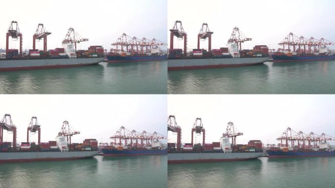 科伦坡的集装箱港口和集装箱船运输。
