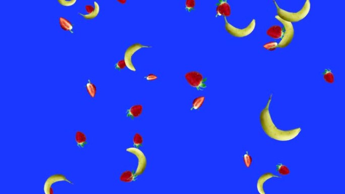 水果掉落动画色度关键元素循环，草莓和香蕉