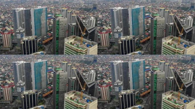 菲律宾首都马尼拉市的建筑。城市商务中心的美丽全景 -- 无人机鸟瞰图