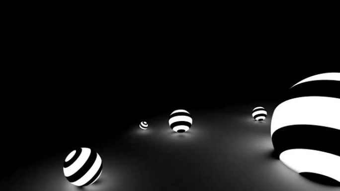 暗光下黑白线球体的动画。60 FPS