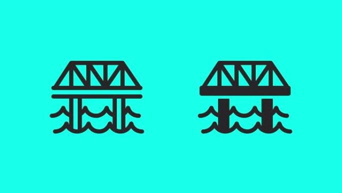 河上的桥梁图标-矢量动画