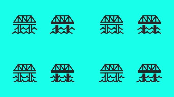 河上的桥梁图标-矢量动画