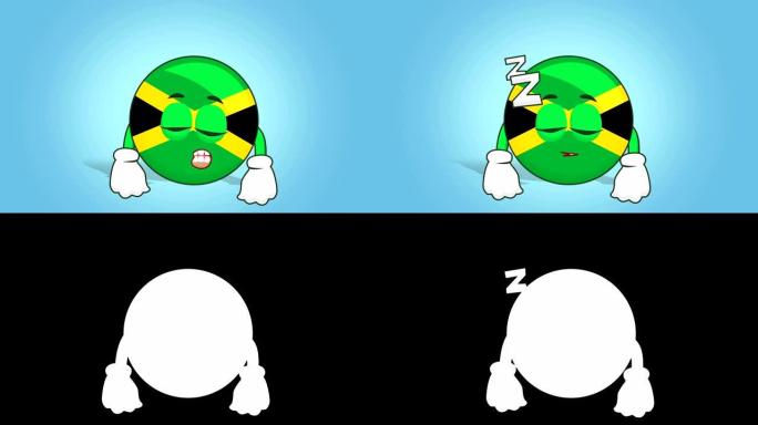 卡通图标旗帜牙买加脸动画睡眠与发光无光