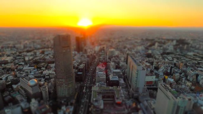 日落时的东京天际线 | 倾斜移位
