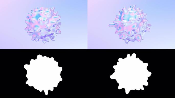4K 3D视频与抽象液体形状分子病毒。