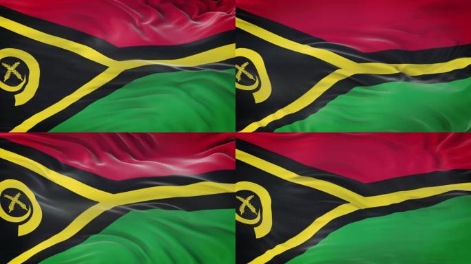 瓦努阿图旗帜迎风飘扬，织物质地细腻。无缝循环