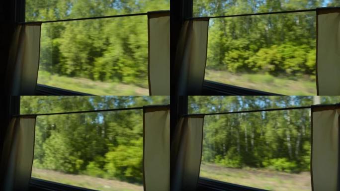 带有过往景观的火车窗口