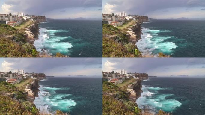 澳大利亚新南威尔士州屈臣氏湾悉尼南头悬崖的镜头。