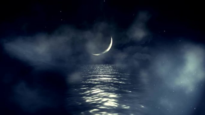 海洋和新月在无缝循环的主演之夜