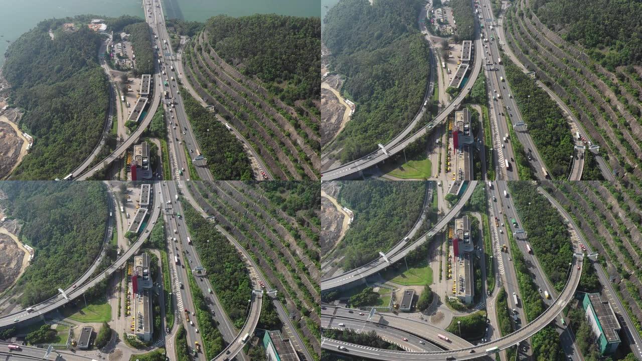 香港市区的公路鸟瞰式立交桥