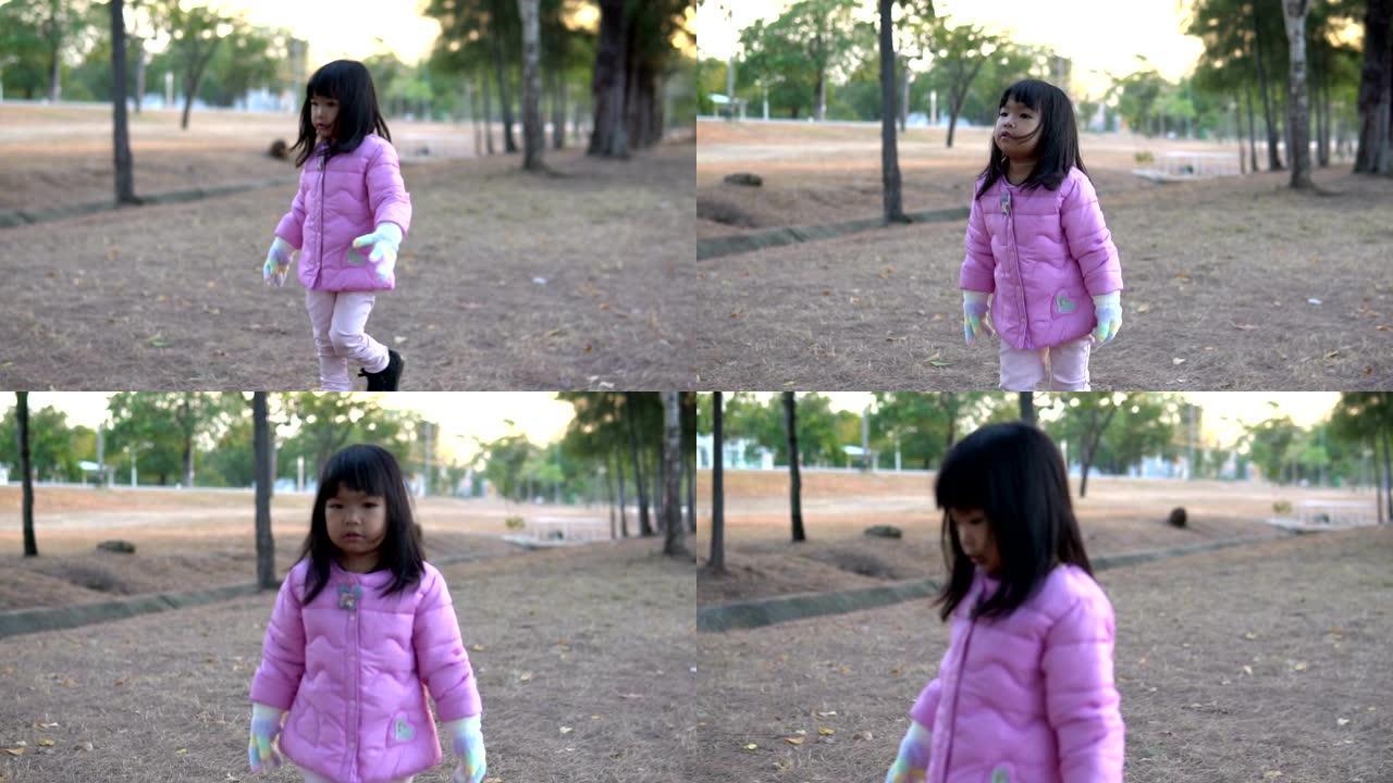 可爱的亚洲小女孩穿冬装的肖像