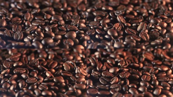 芬芳的咖啡豆以正常速度旋转