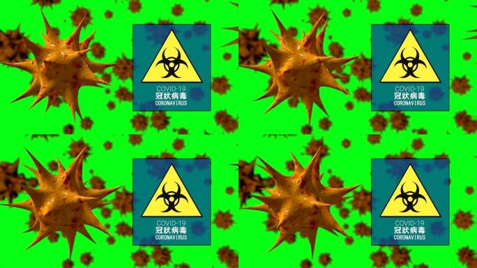 显微镜病毒特写和生物哈萨德危险标志3d动画-4k视频