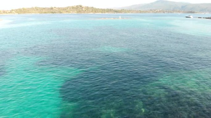 蓝色爱琴海海岸线辽阔大海航拍中国大海沙滩