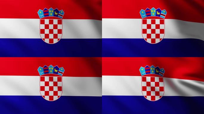 克罗地亚大国旗背景随风飘扬