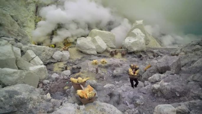 Ijen火山和硫磺矿的风景