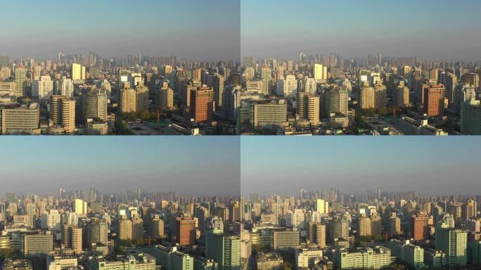 日落光时间周城市景观航空4k镜头