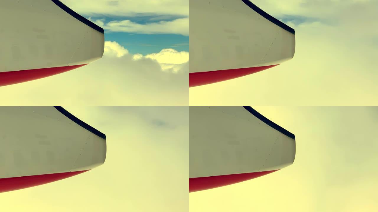 从螺旋桨飞机的窗户飞走所有-4k镜头