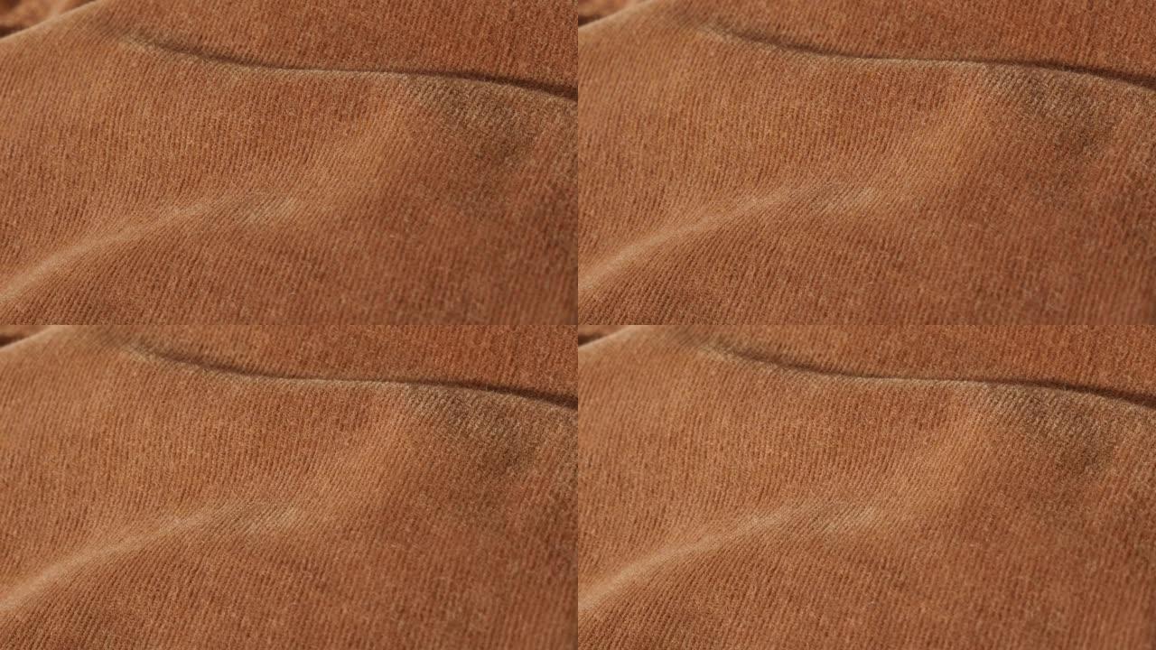 棕色天鹅绒纺织品质地细腻，适用于裤子或衬衫4K等服装