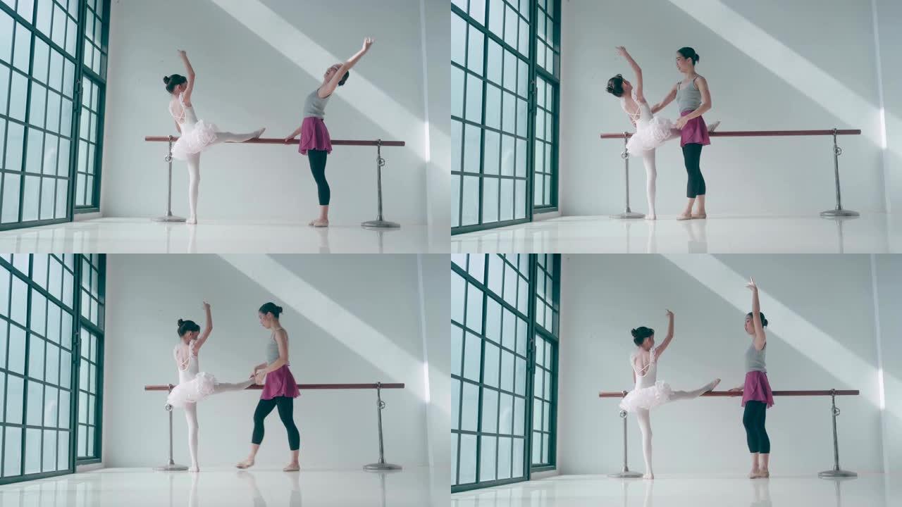 舞蹈工作室泰国老师和可爱的芭蕾舞演员的私人教练