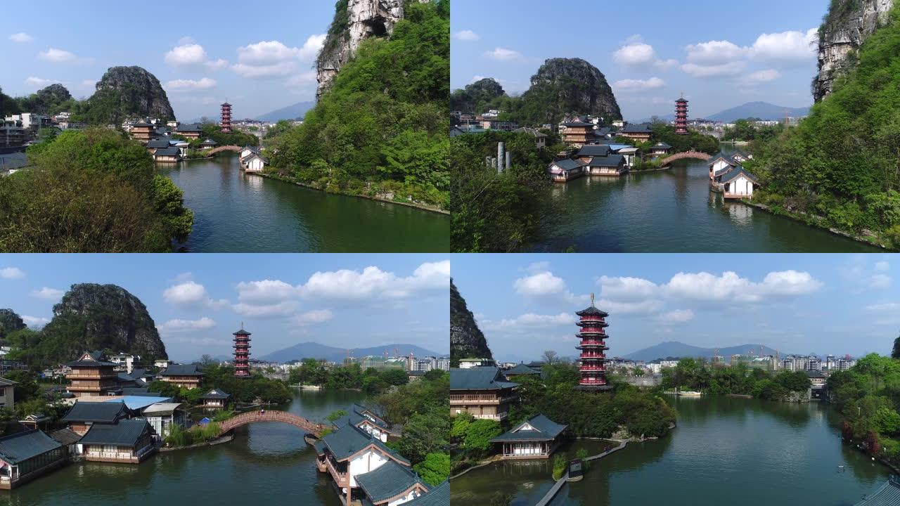 中国桂林的木龙湖公园，