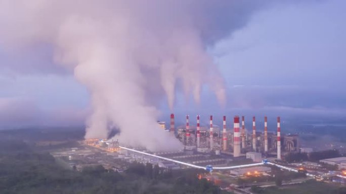 Hyper-lapse，鸟瞰图煤电厂。