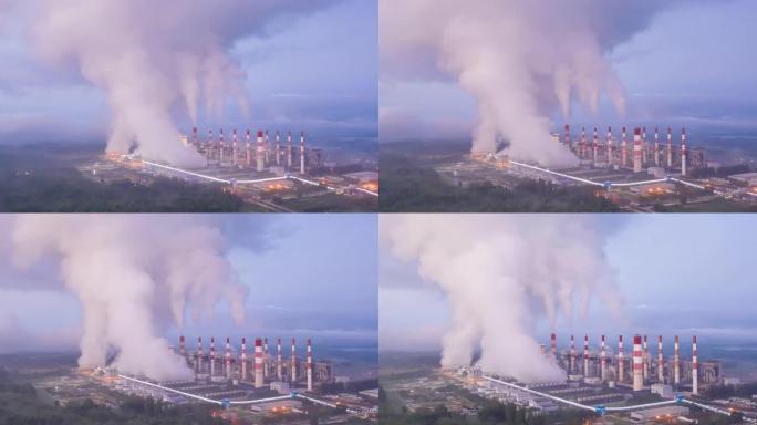 Hyper-lapse，鸟瞰图煤电厂。