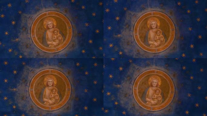 帕多瓦乔托 (Giotto) fredoed的Scrovegni教堂的天花板