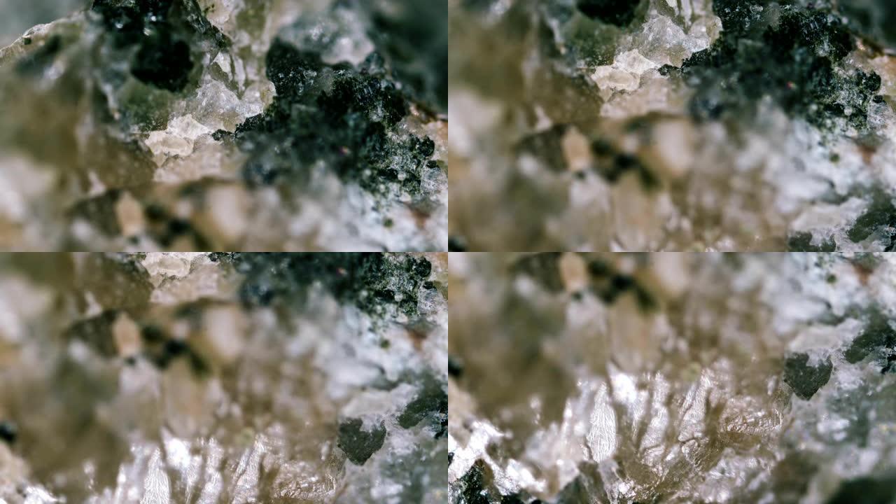 光学显微镜下的花岗闪长岩矿物样品