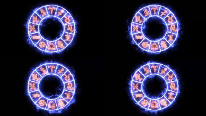 生肖圈火焰眨眼圈既出现又消失，所有12个生肖符号和名称