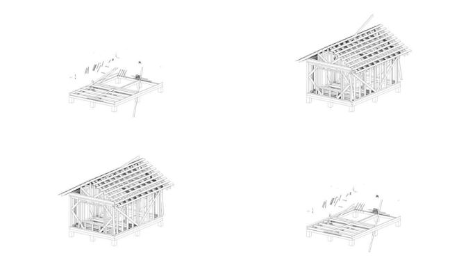 线框房屋的建造视频