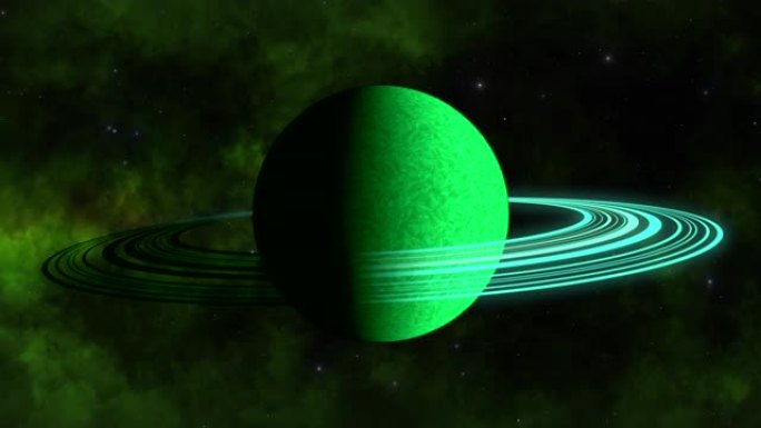 太阳系中带有行星环系统的绿色行星