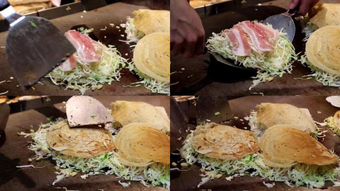 日本广岛风格Okonomiyaki