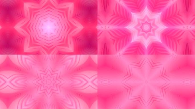 抽象彩色万花筒VJ运动背景。现代动画用粉红色的波浪弯曲的几何线条像海洋表面的流动。3d渲染。4K，超