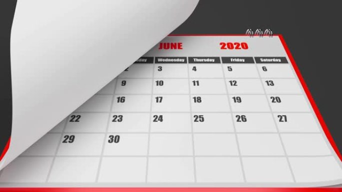 黑色背景上的红色日历2020年的飞行页面