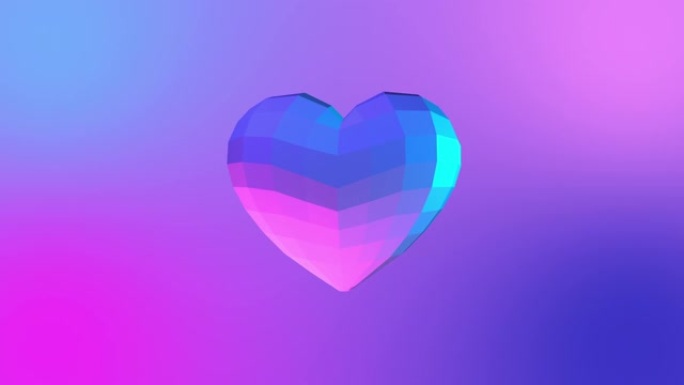 霓虹灯背景与发光的紫外线心脏。对于圣情人节活动，。3D渲染可循环动画4k
