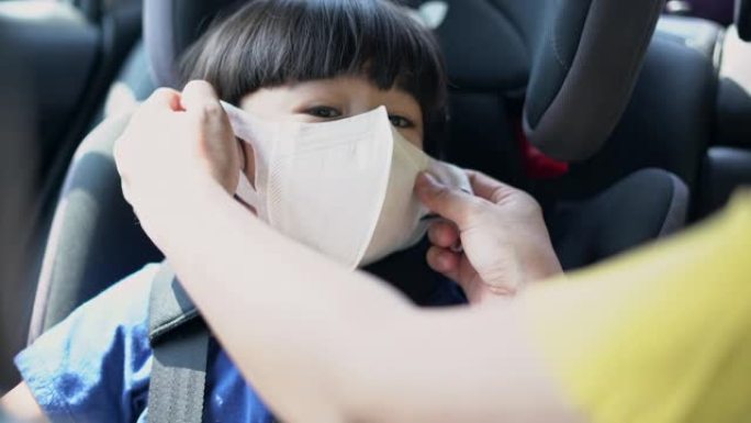 戴防尘口罩的亚洲男孩PM2.5