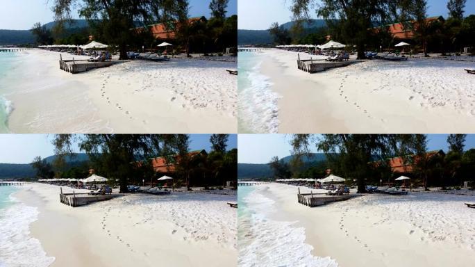 柬埔寨Koh Rong岛梦想海滩上的旅游胜地