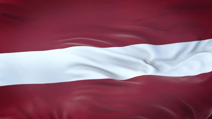 拉脱维亚国旗迎风飘扬，织物质地细腻。无缝循环