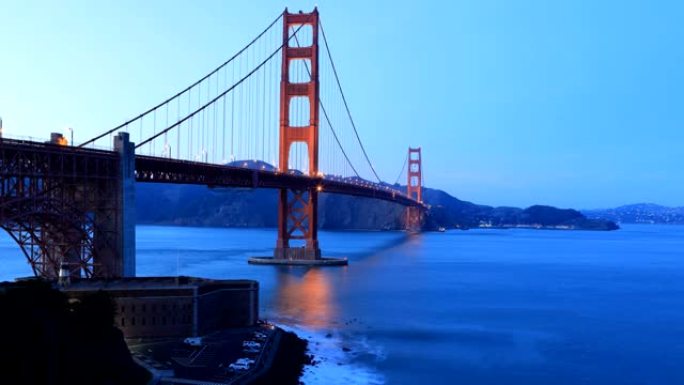 旧金山金门大桥日夜循环