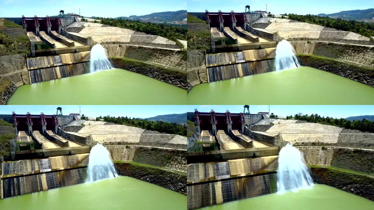 绿河中的巨大水坝和水流