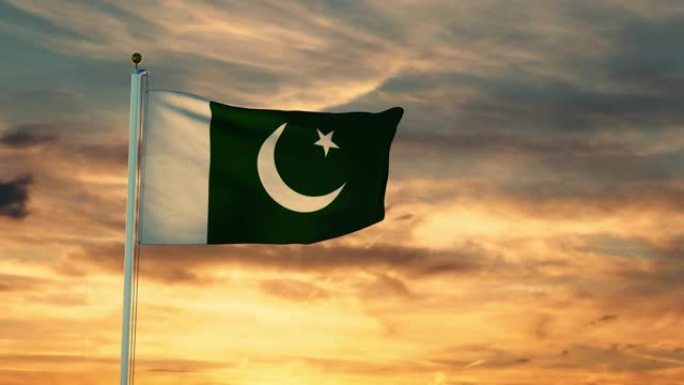 飘扬的巴基斯坦国旗描绘了巴基斯坦的国家象征- 4k