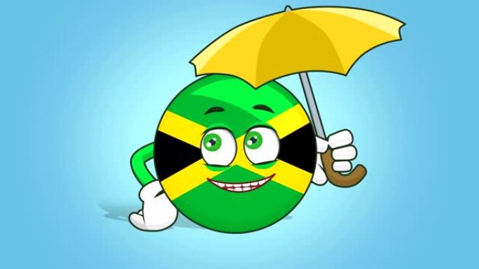 卡通图标旗帜牙买加脸动画伞下与Luma哑光