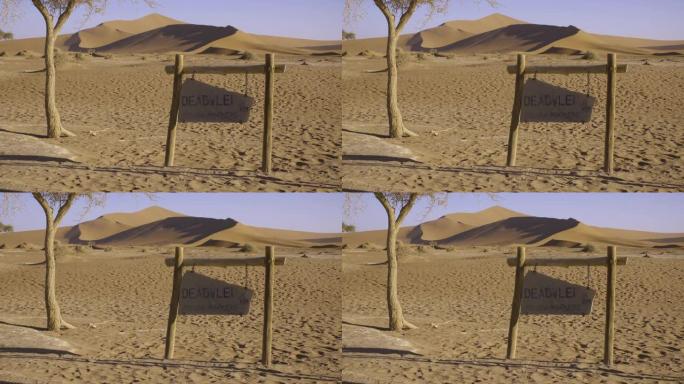 纳米布沙漠德德维尔的木制标志
