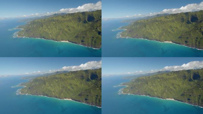 夏威夷考艾岛纳帕利海岸上空的直升机