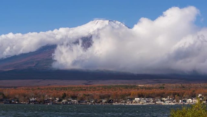 日本山中湖富士山的4k时间流逝