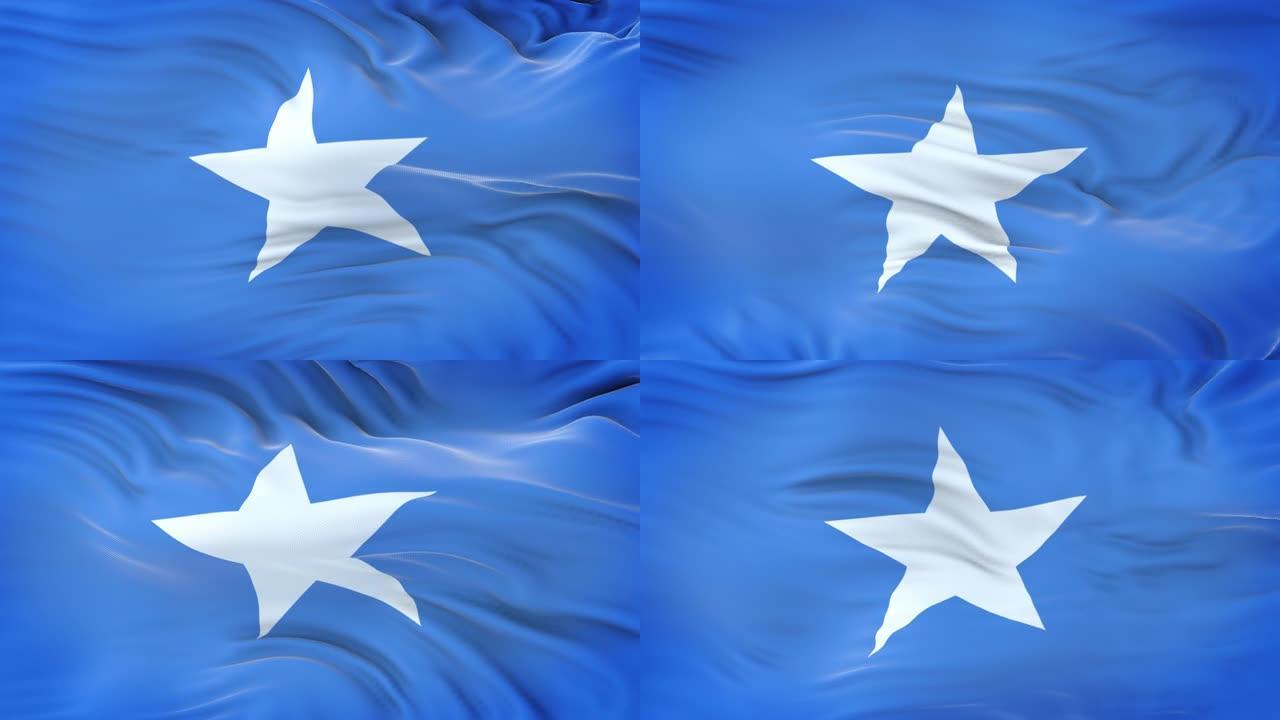 索马里国旗在风中飘扬，织物质地非常细致。无缝循环